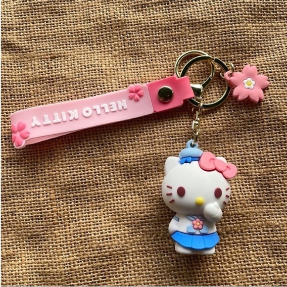 SANRIO Hello kitty Blue Pink Charm Keychain Cute Kawaii Licensed Japan - Picture 2 of 6